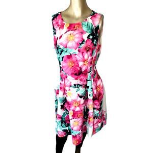 Vince Camuto Women Size 12 Fit And Flare Dress Floral Romantic Party Sleeveless